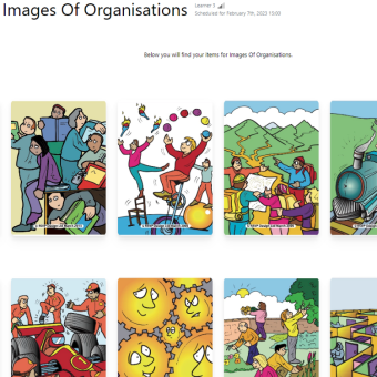Learner view of Stage 1 Images of Organisations (online version) activity