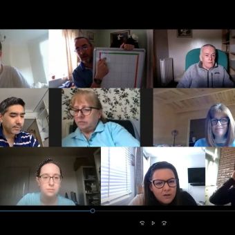 Online meeting screen for Simbols online experiential learning activity